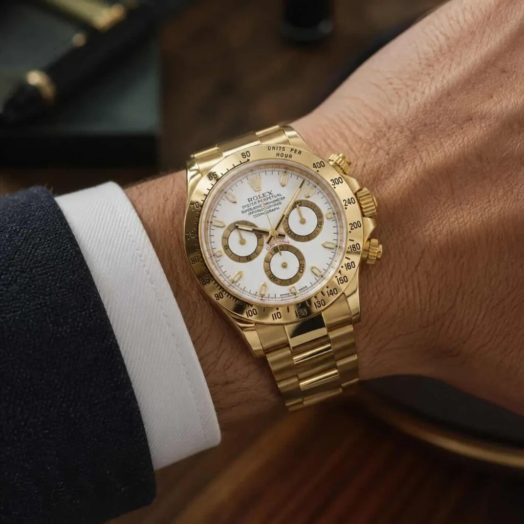 Rolex Daytona in oro giallo 116528 indossato al polso