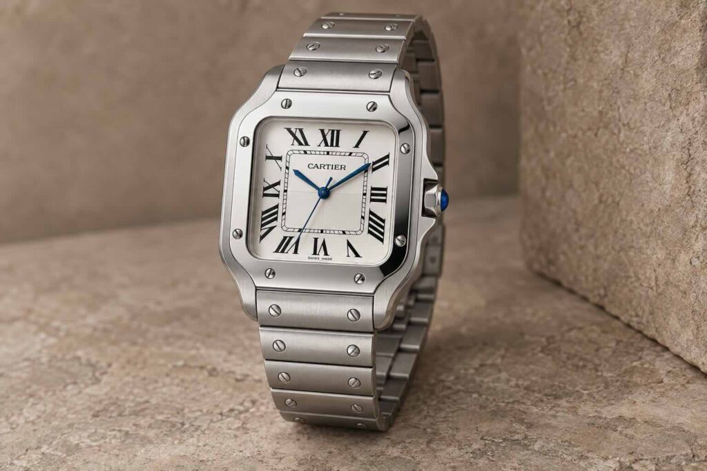 Cartier Santos in acciaio con bracciale e viti a vista
