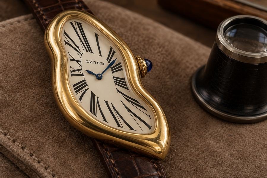 Cartier Crash: l'incidente d'auto è mai successo davvero? 5 Illustrazione AI delle curve della cassa di un Cartier Crash durante un controllo delle condizioni.